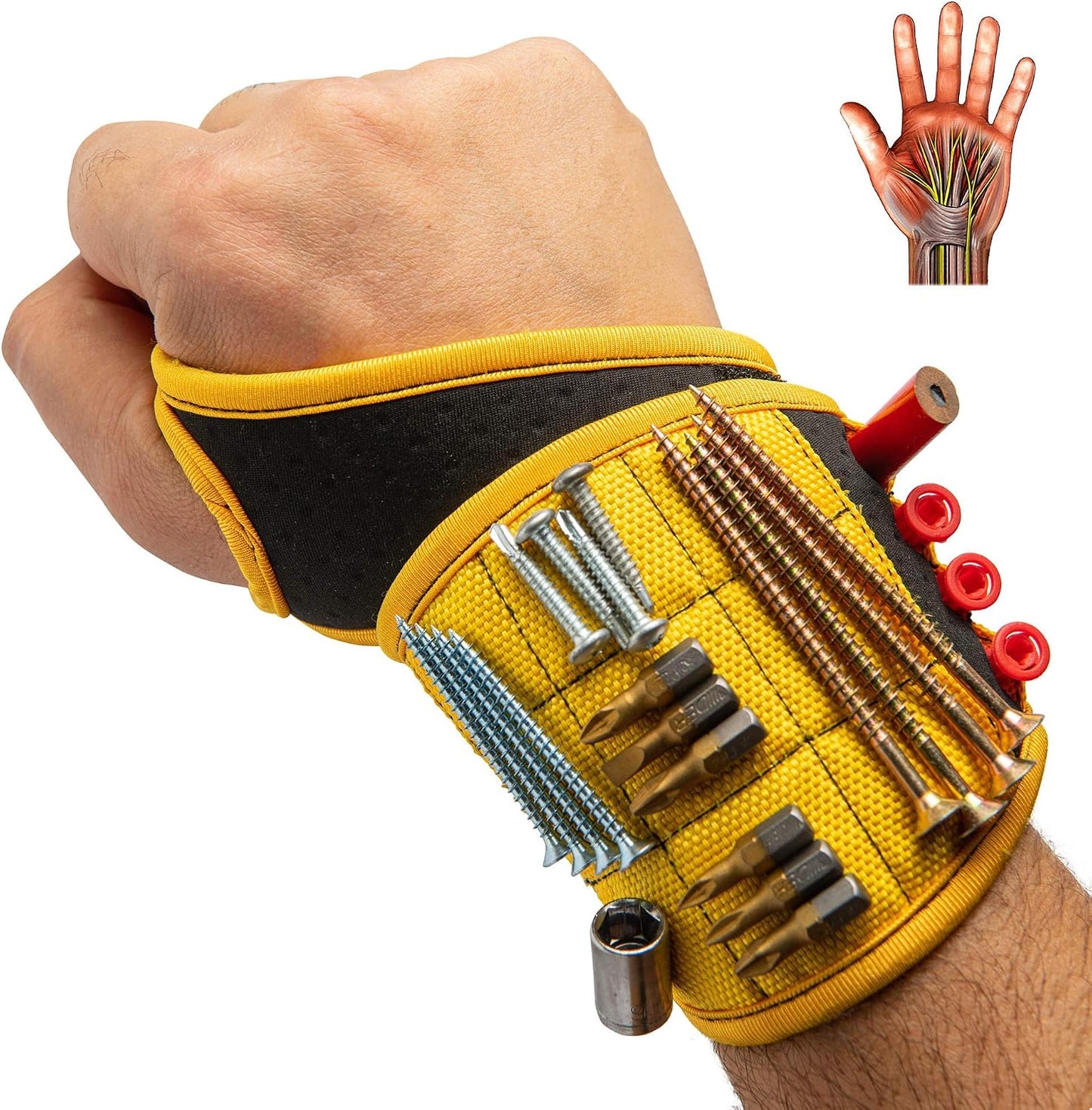 Magnetic Tool Wristband for Mechanics,Keep Screws, Nails, and Drill Bits within Easy Reach.