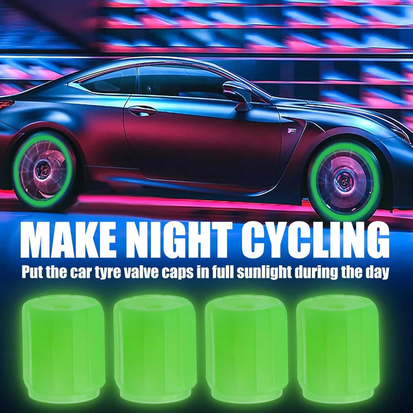 16PCS Fluorescent Tire Valve Stem Caps Universal Fit for Cars, Trucks, Motorcycles, Bikes & Bicycles