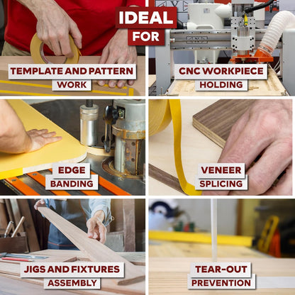 Double Sided Woodworking Multi-purpose Tape w/Yellow Backing 2 In x 33 Ft