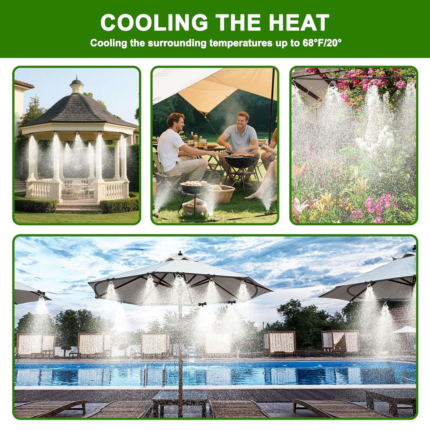 Spray Hose Water Misting System Watering System with Brass Nozzles
