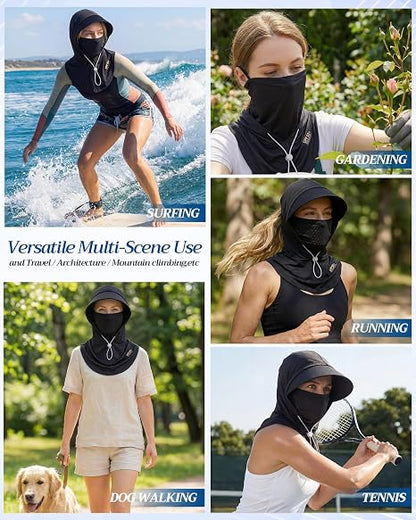 Cooling Breathable Balaclava Full Face Mask with Wide Brim Sun UV Protection Hood
