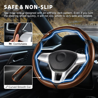 3pcs Carbon Fiber Anti-Skid Steering Wheel Cover
