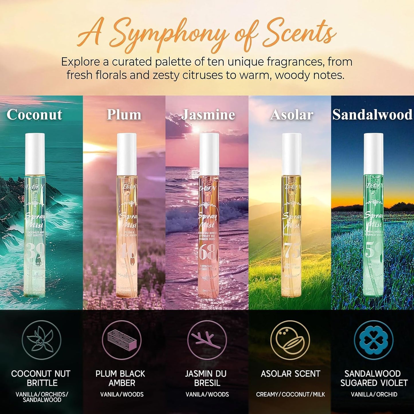 10-Piece Summer Brazilian Romantic Perfume Set