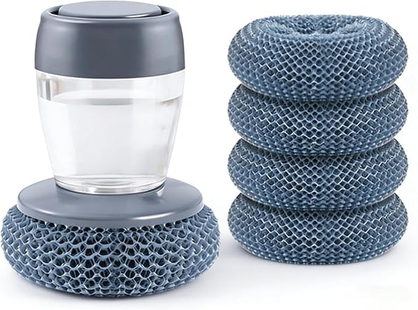 Comfort Grip Dish Scrubber with Soap Dispenser Set