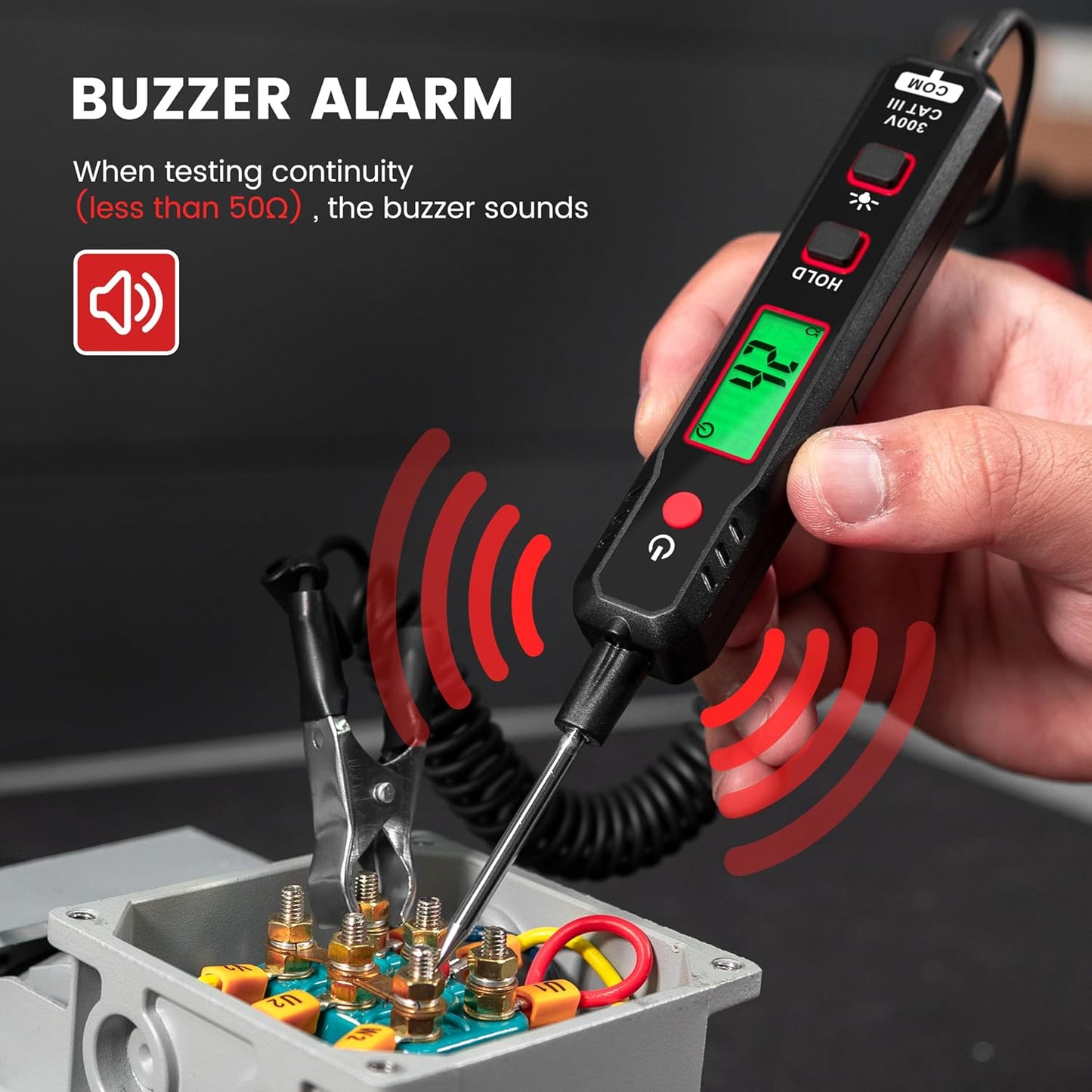 Automotive Test Light, 0.8V-100V DC Buzzer Circuit Tester with Sharp Probe