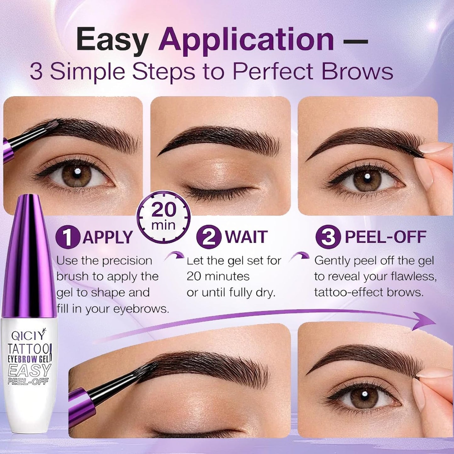 4 Pack Long-lasting Waterproof Peel off Tatoo Eyebrow Gel