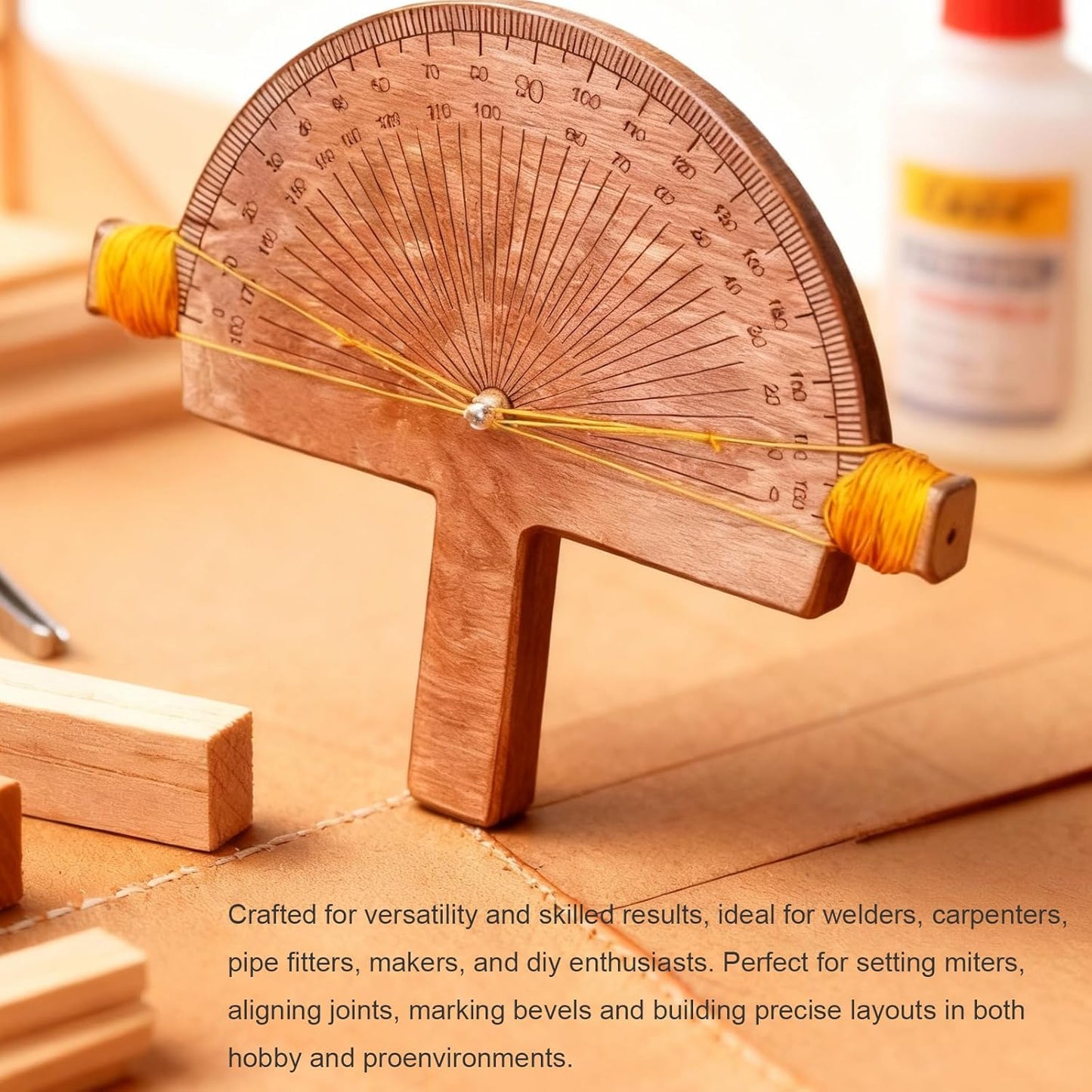 Precision Angle Finder – Handcrafted Birch Wood Degree Tool