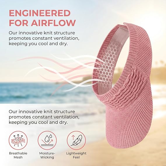 2-Pack Women’s Open-Top Breathable UV-Protection High-Ponytail Sun Visor Hats