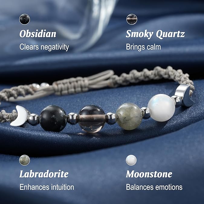 Moon Phase Crystal Healing Bracelet for Women