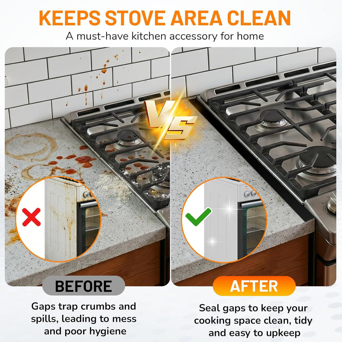 2PCS Stove Gap Filler for Kitchen Oven Counter Side Gap