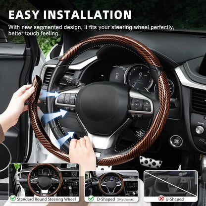 3pcs Carbon Fiber Anti-Skid Steering Wheel Cover
