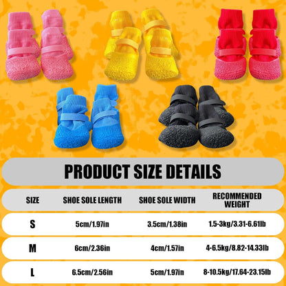 4 Pack Anti Slip Waterproof Adjustable Dog Socks Boots
