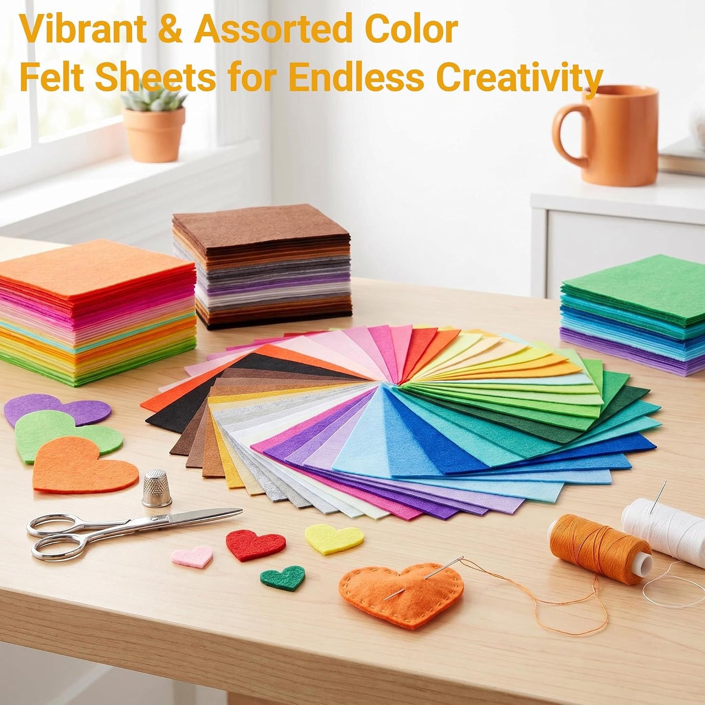 40 Pcs 6x6 Inch Colorful Craft Felt Sheets for DIY Projects, Sewing Art Supplies