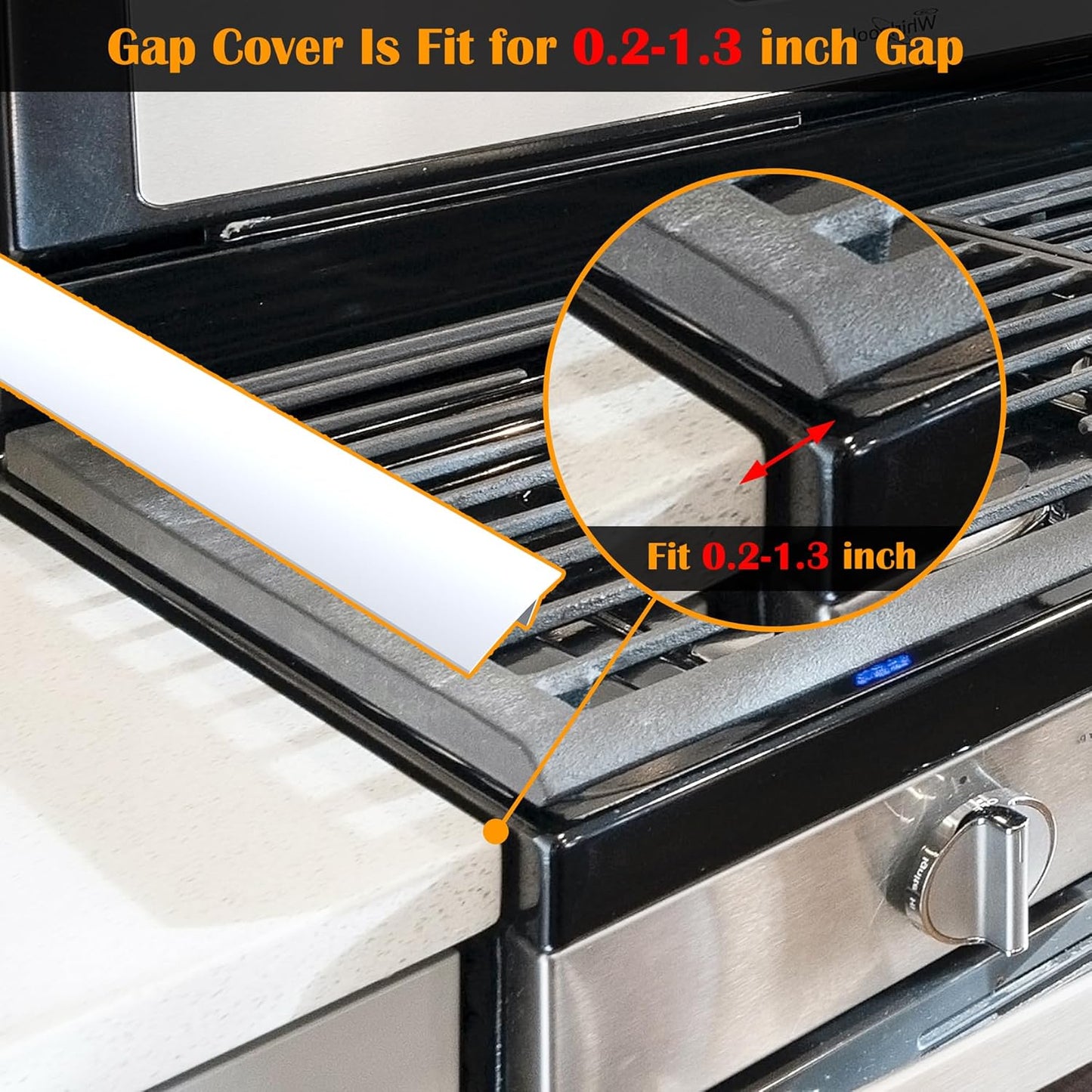21" Silicone Stove Counter Gap Cover , Easy Clean Gap Filler Sealing Spills