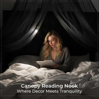 Black Canopy Bed Curtains for Bed, Netting Room Decor for all Size Bed , Fire Retardant Fabric