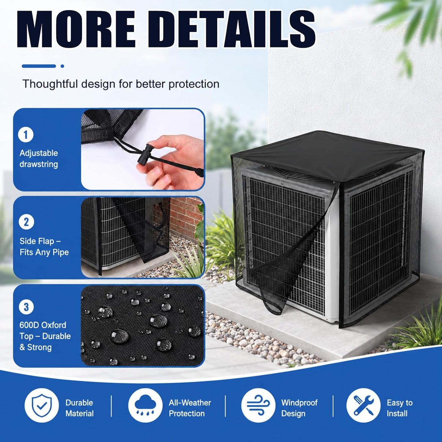 Breathable Mesh AC Cover with Waterproof Top for Outside Units