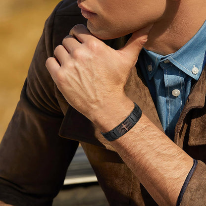 MagEnergy Copper Cross Bracelet for Men - Ultra Strength Magnetic Copper Mens Cross Bracelets