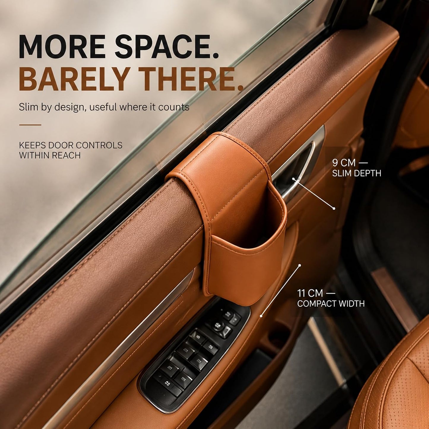 Leather Car Door Cup Holder Clip on Extra Large Drink Organizer