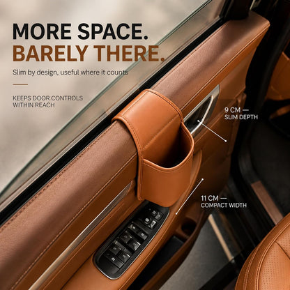 Leather Car Door Cup Holder Clip on Extra Large Drink Organizer
