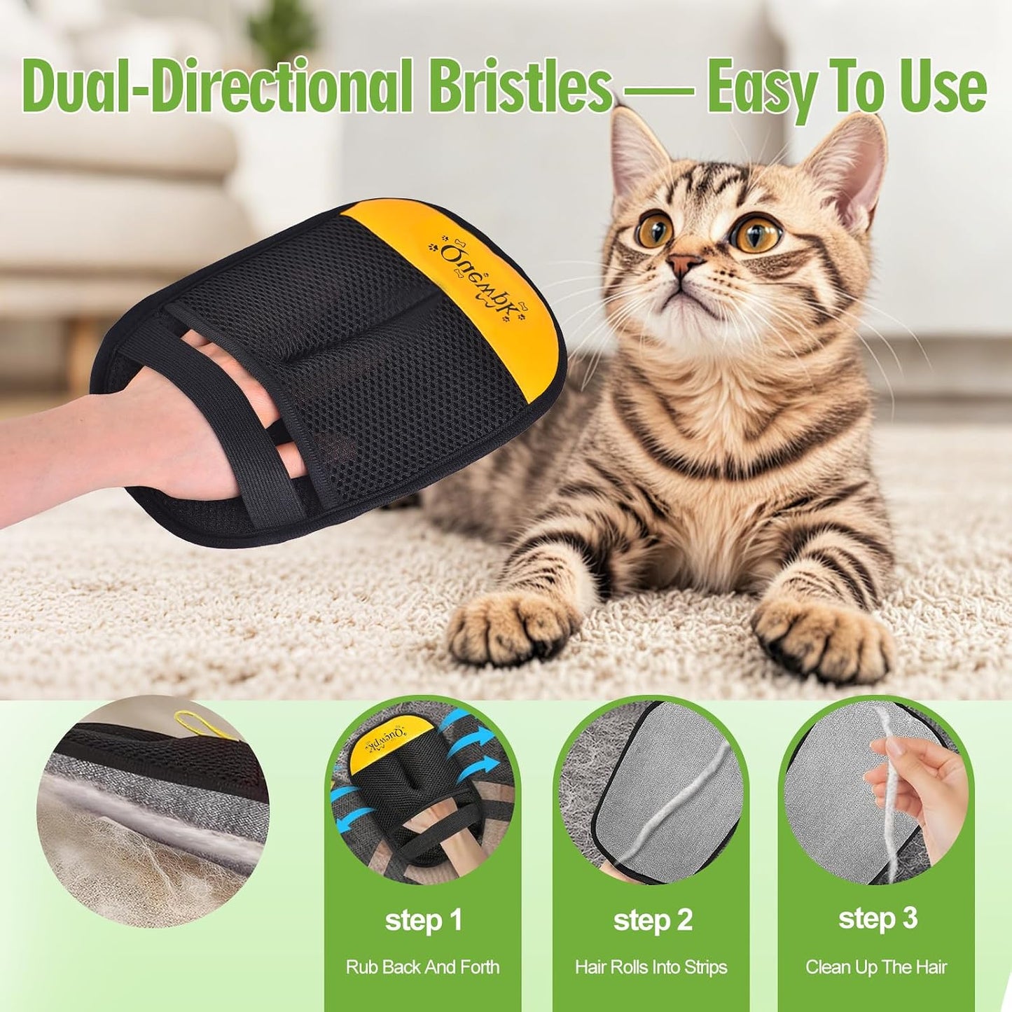 Pet Hair Removal Glove - Reusable Electrostatic Fur Remover for Dogs & Cats
