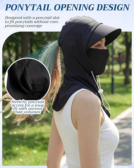 Cooling Breathable Balaclava Full Face Mask with Wide Brim Sun UV Protection Hood