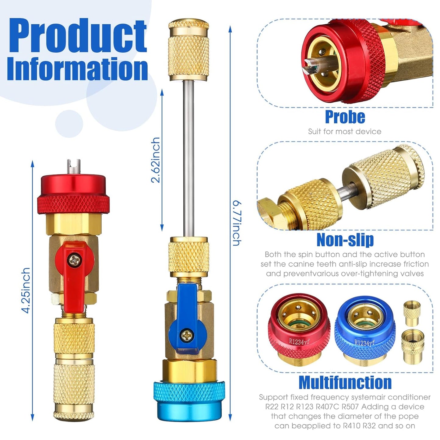 R134A Valves Core Remover Installer Tool Set Air Conditioning Valves Core Installation Tool