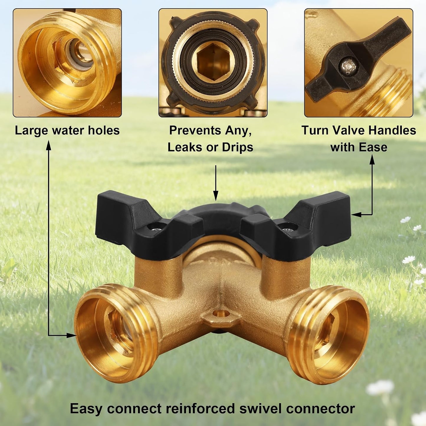 Y Splitter 2 Valves with 2 Extra Rubber Washers