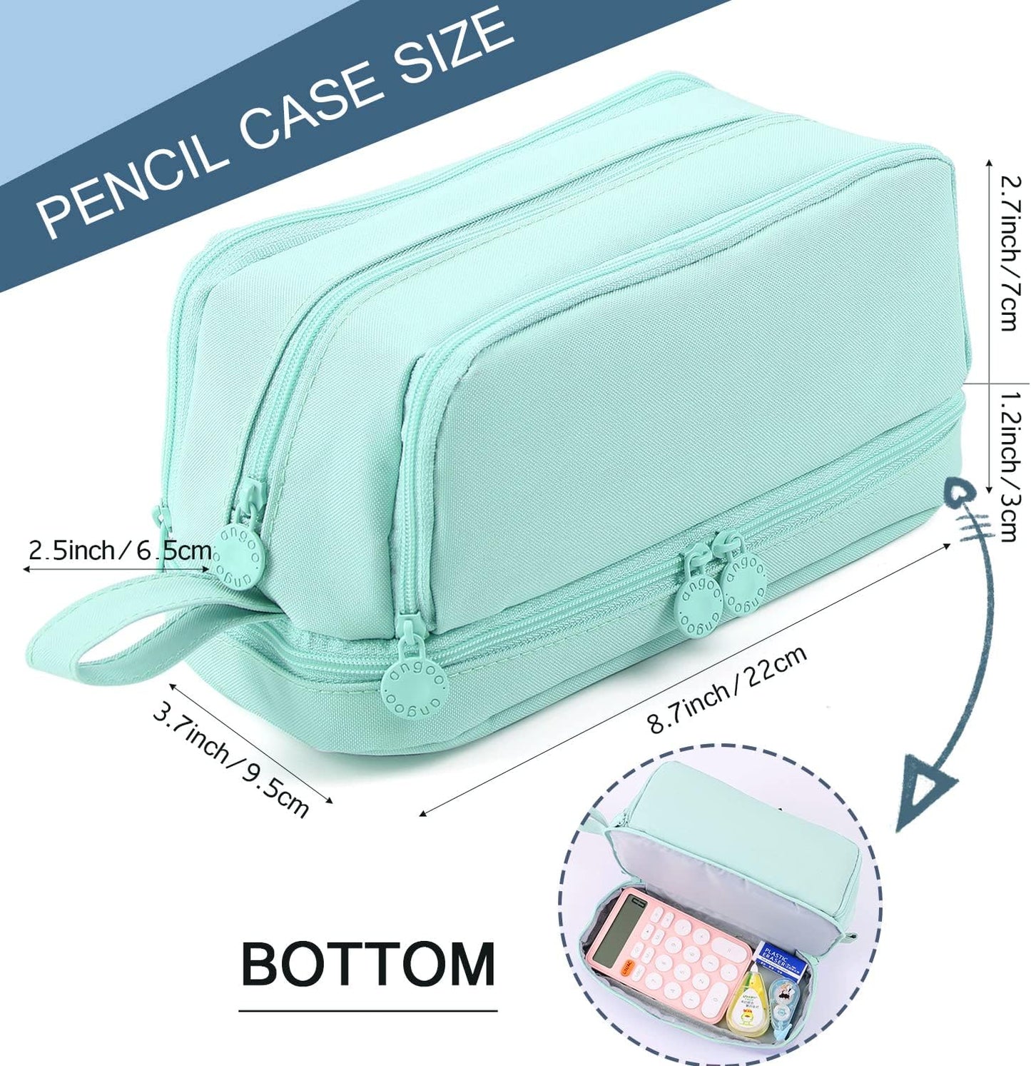Portable Large Capacity Pencil Pouch Bag with Zipper