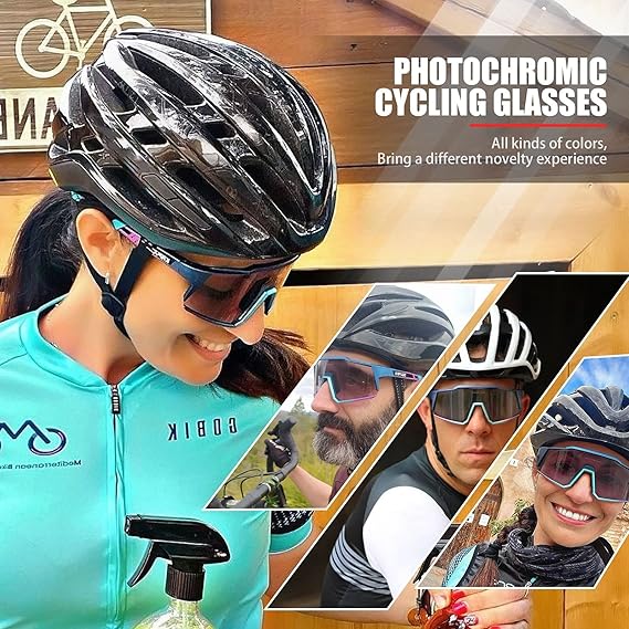 Photochromic Cycling Glasses, MTB Transparent Mountain Bike Sunglasses