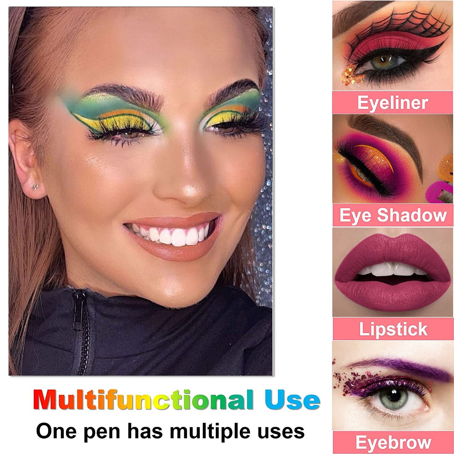 12 Color Eyeliner Shades Pen - High Color Pearl Gloss Finish