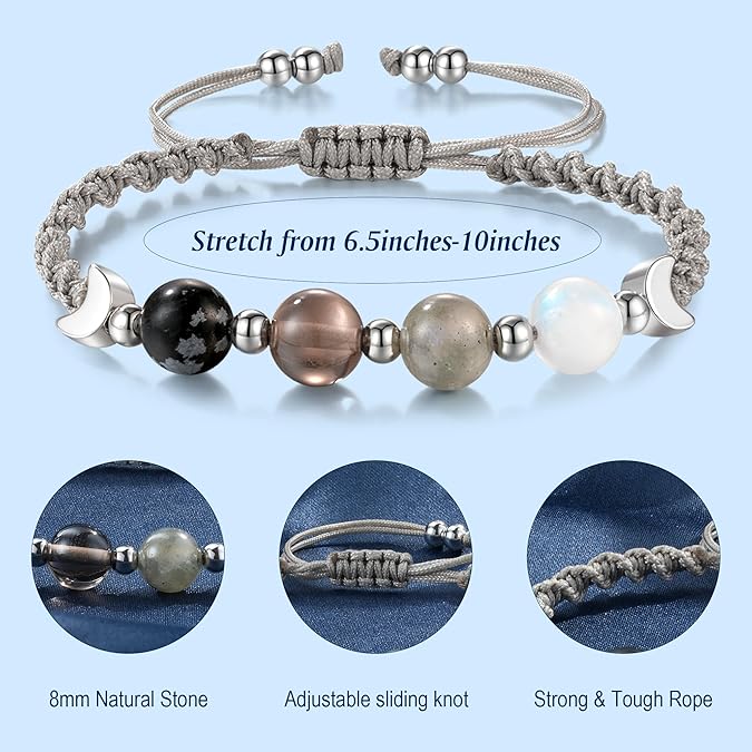 Moon Phase Crystal Healing Bracelet for Women