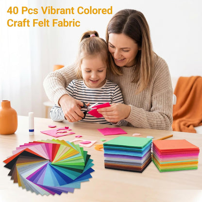 40 Pcs 6x6 Inch Colorful Craft Felt Sheets for DIY Projects, Sewing Art Supplies