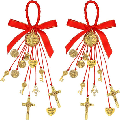 2 PCS Red San Benito Medalla Home Protection Door Hanger