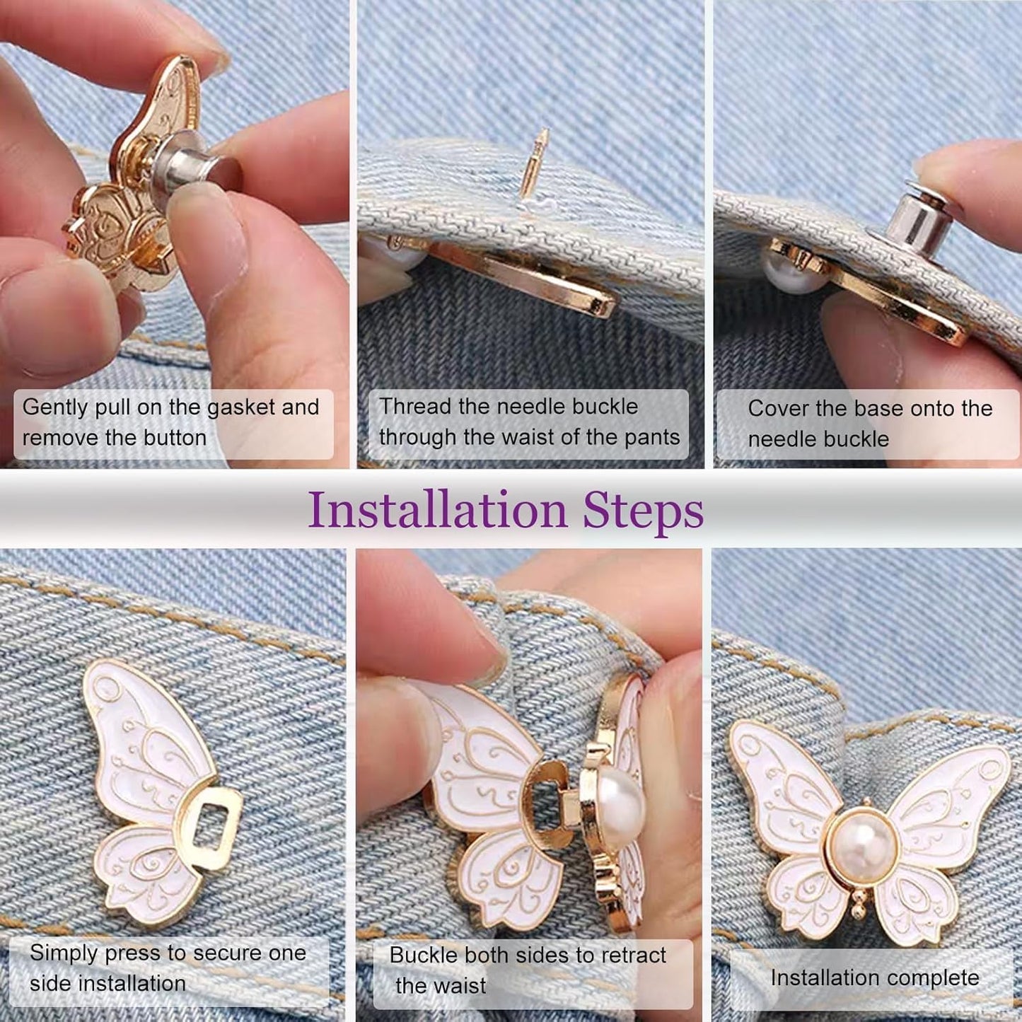 8 Pack Detachable Butterfly Clips Pant Waist Tightener
