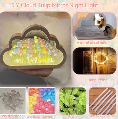 DIY Cloud Tulip Mirror Night Light-Creative Home Decoration