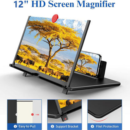 12" 3D HD Mobile Phone Magnifier Projector Screen Enlarger