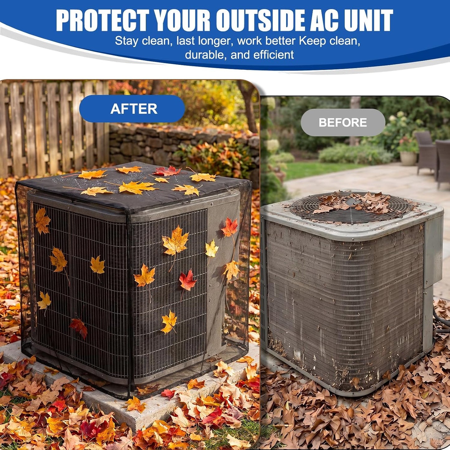 Breathable Mesh AC Cover with Waterproof Top for Outside Units