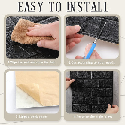 10 Pcs 3D Wall Panels Peel and Stick Foam Brick Wallpaper