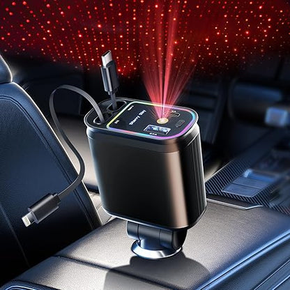4 in 1 Retractable Car 120W Charger with Starlight