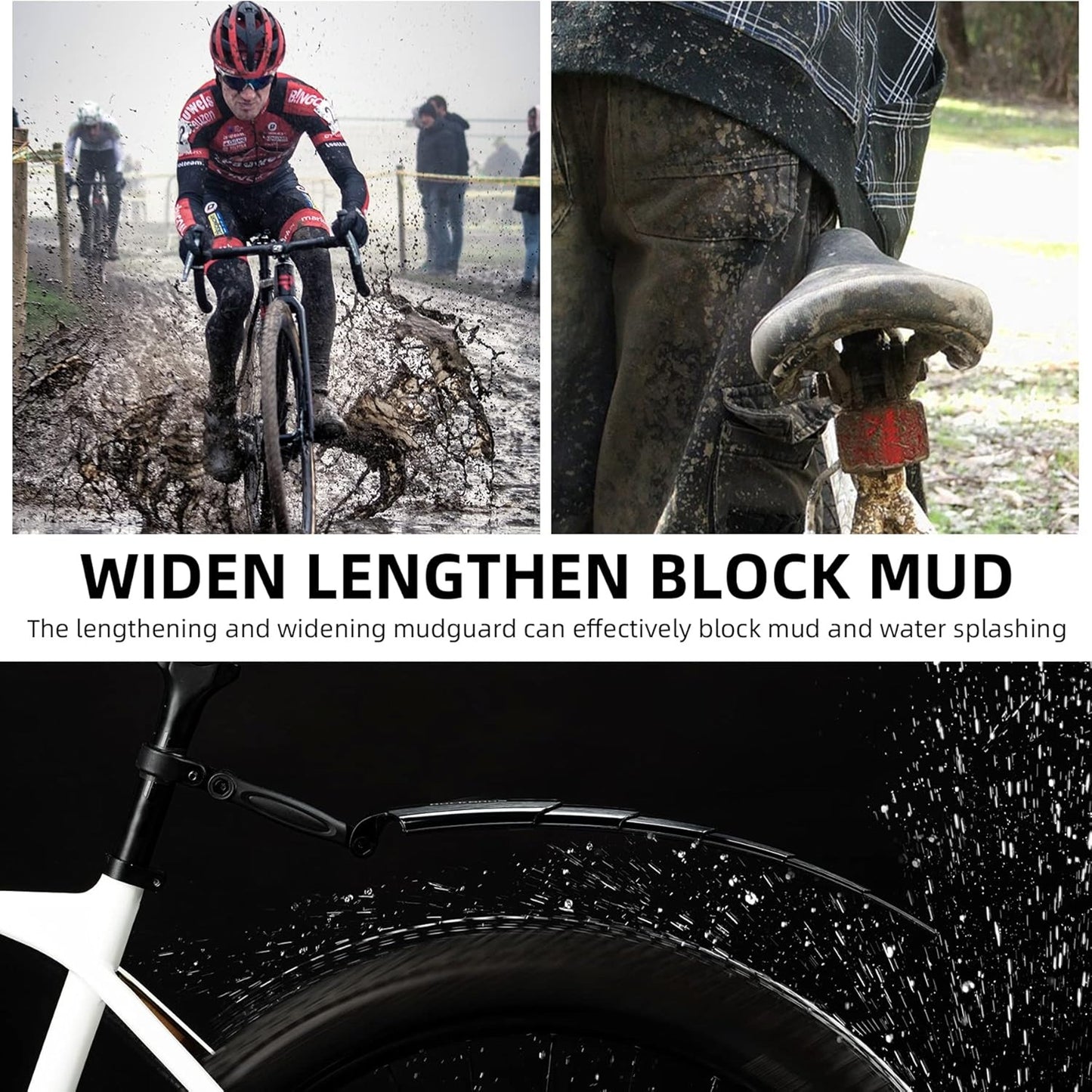 Mountain Road Bike Front and Rear Fenders - Foldable Retractable Extended Fenders