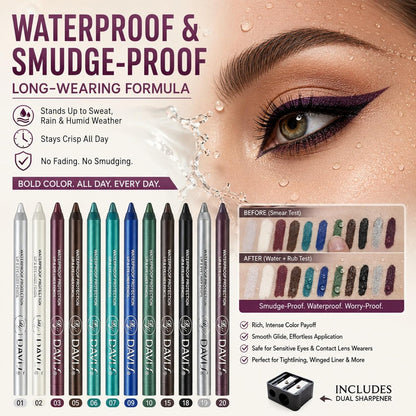 MooGlamor 12 Color Gel Eyeliner Pencils Waterproof Long Wear With Sharpener