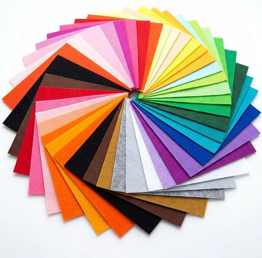 40 Pcs 6x6 Inch Colorful Craft Felt Sheets for DIY Projects, Sewing Art Supplies