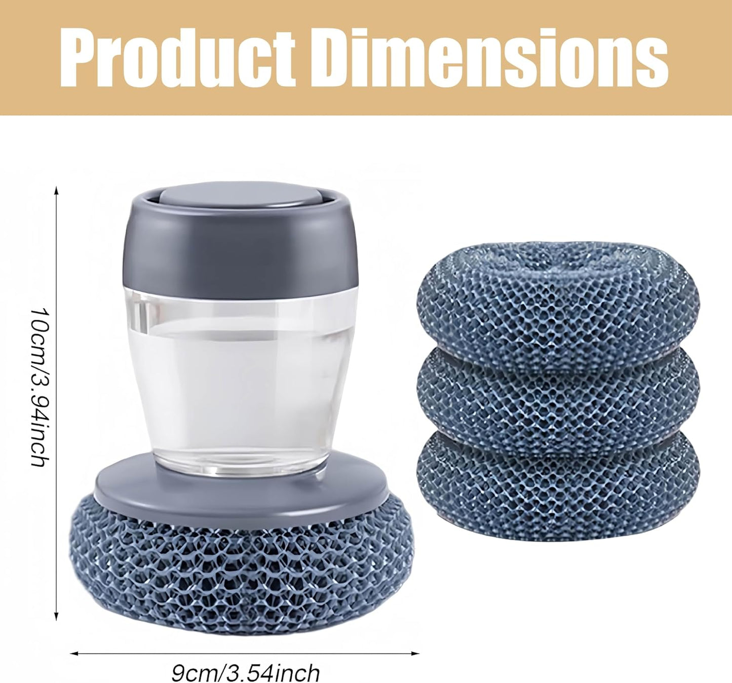 Comfort Grip Dish Scrubber with Soap Dispenser Set