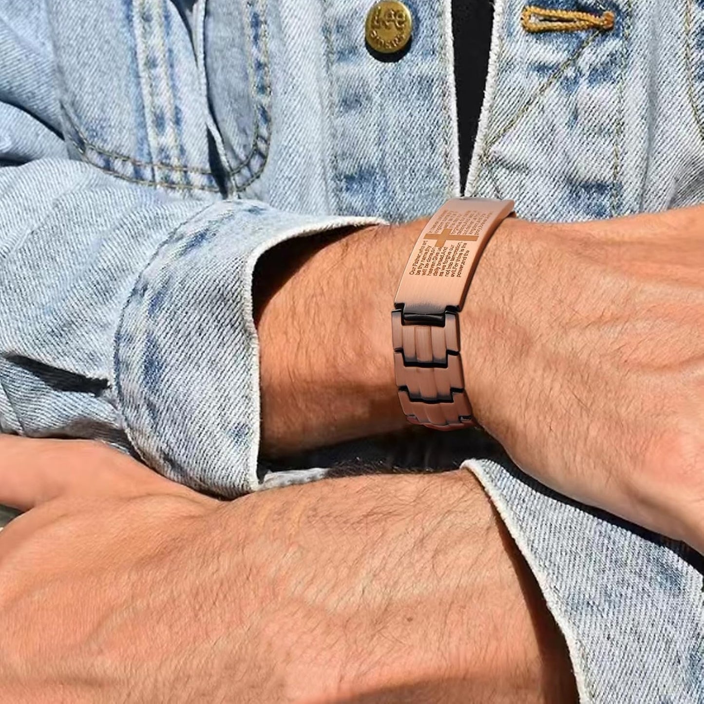 MagEnergy Copper Bracelet for Men, Cross Copper Magnetic Bracelet with Ultra Strength Magnets