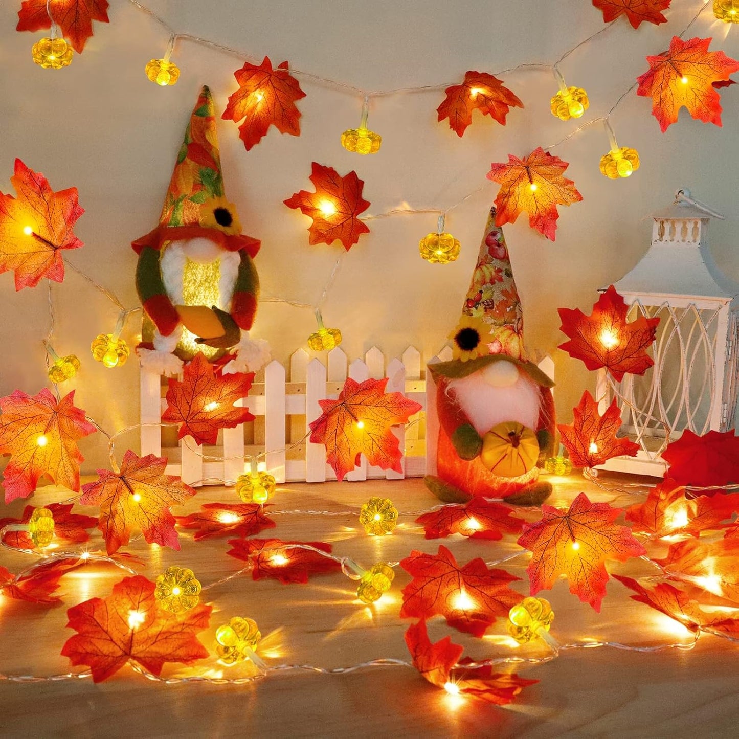 Autumn Maple Leaf and Pumpkin Vine Decoration for Halloween Thanksgiving Christmas Decor Wedding Party