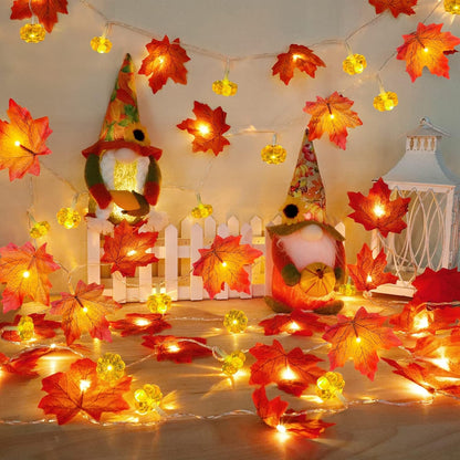 Autumn Maple Leaf and Pumpkin Vine Decoration for Halloween Thanksgiving Christmas Decor Wedding Party