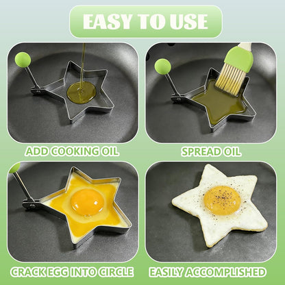 5-Pack Stainless Steel Fried Egg Molds