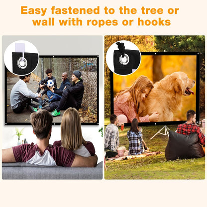 Projector Screen 16:9 Foldable Anti-Crease Portable Projector Movies Screens