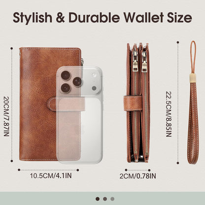 Leather Wallets for Women with RFID Blocking Credit Card Holder Large Capacity