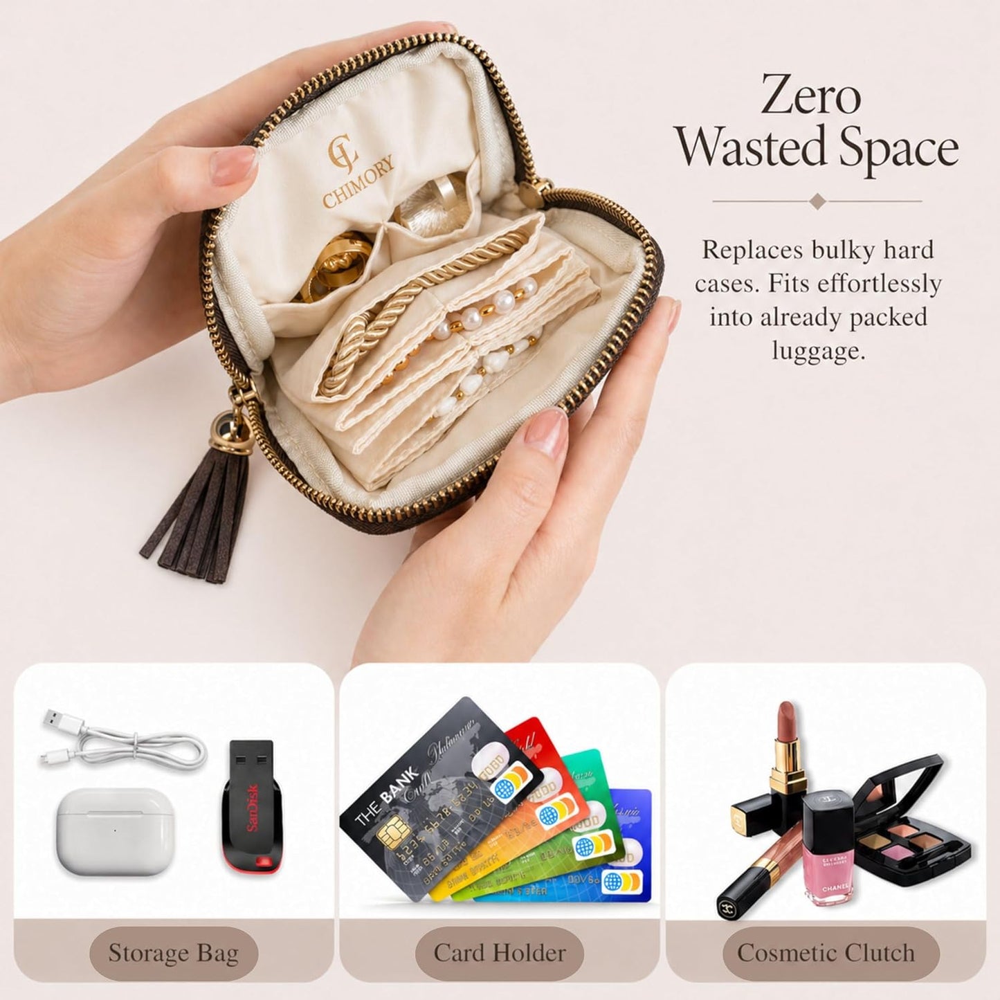 Jewelry Pouch for Journey Rings Crystal Bracelet & Bangle Organizer